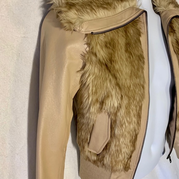 H&M Genuine Leather Faux Fur Jacket Sz 4 Sold Out! - Picture 5 of 9